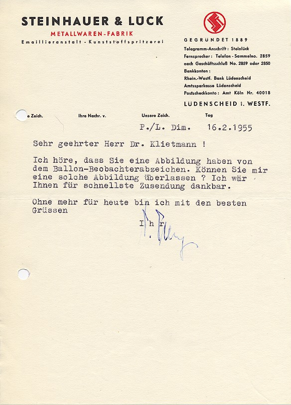 Letter to Dr. Kurt-G.Klietmann